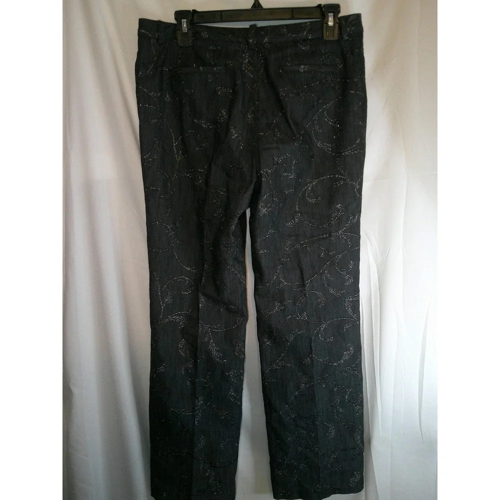 Black Embellished Pants Sparkle Evening Party‎ Career Trousers Size 8 - Picture 2 of 3